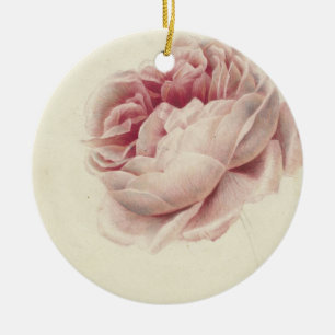Roze Roos (1792) - Zeitlose Vintage botanische Kun Keramik Ornament