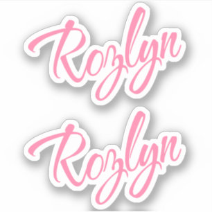 Rozlyn Name Rosa Cursive Schriftart x2 Aufkleber