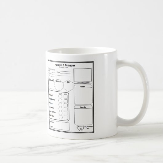 RPG-Charakter-Blatt-Tasse Kaffeetasse (Rechts)