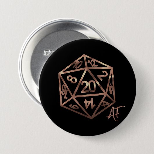 RPG Crit AF | Copper Tabletop PnP Roleplayer Dice Button (Vorne & Hinten)