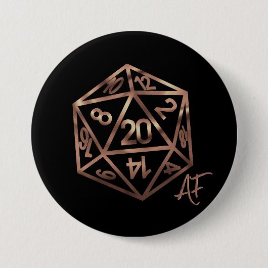 RPG Crit AF | Copper Tabletop PnP Roleplayer Dice Button (Vorderseite)