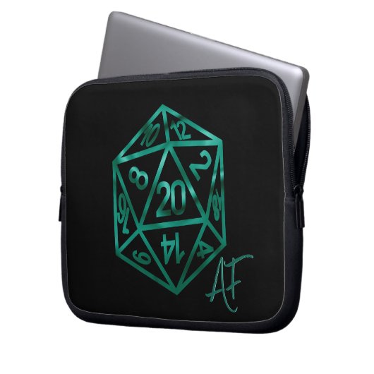 RPG Crit AF | Emerald Fantasy Tabletop Gamer Dice Laptopschutzhülle (Vorderseite Links)