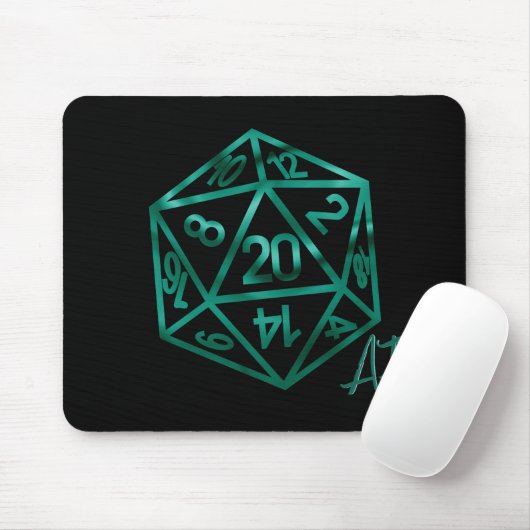 RPG Crit AF | Emerald Fantasy Tabletop Gamer Dice Mousepad (Mit Mouse)