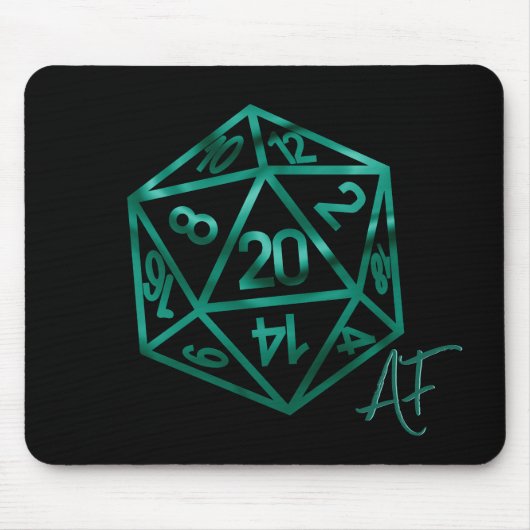 RPG Crit AF | Emerald Fantasy Tabletop Gamer Dice Mousepad (Vorne)