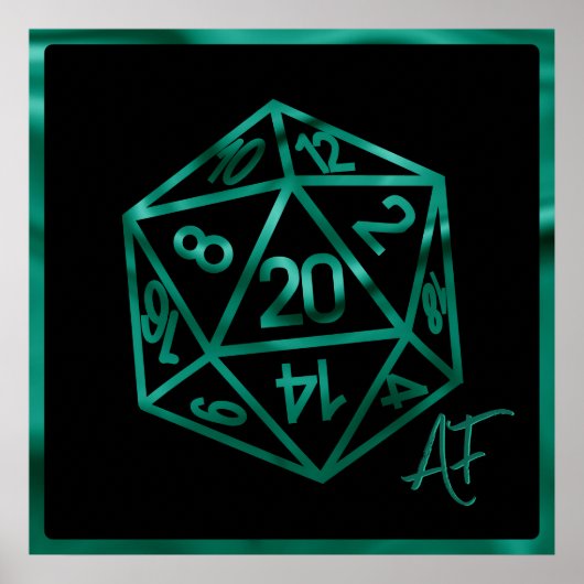 RPG Crit AF | Emerald Fantasy Tabletop Gamer Dice Poster (Vorne)