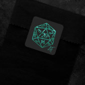 RPG Crit AF | Emerald Fantasy Tabletop Gamer Dice Quadratischer Aufkleber