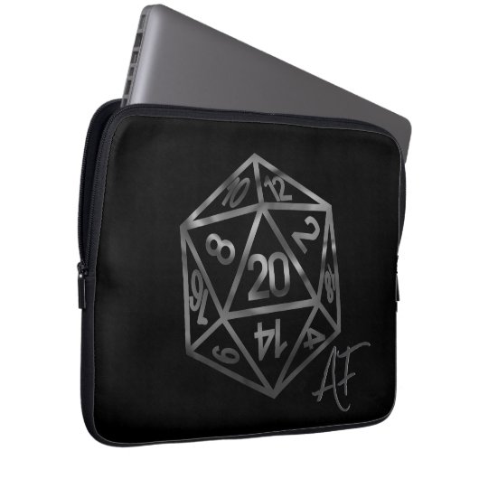 RPG Crit AF | Fantasy Tabletop Retro Gamer Dice Laptopschutzhülle (Vorne Rechts)