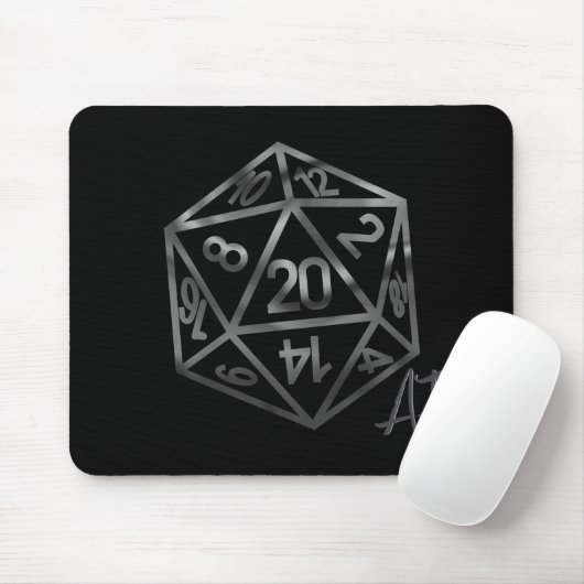 RPG Crit AF | Fantasy Tabletop Retro Gamer Dice Mousepad (Mit Mouse)