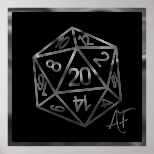 RPG Crit AF | Fantasy Tabletop Retro Gamer Dice Poster (Vorne)