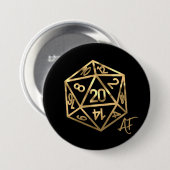 RPG Crit AF | Gold Fantasy Tabletop Gamer Dice Button (Vorne & Hinten)