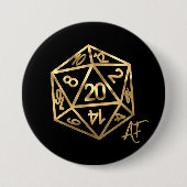 RPG Crit AF | Gold Fantasy Tabletop Gamer Dice Button (Vorderseite)
