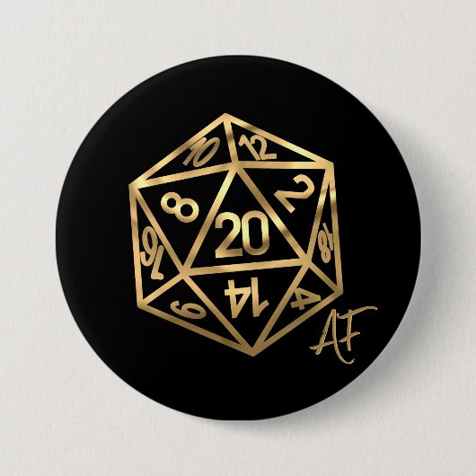 RPG Crit AF | Gold Fantasy Tabletop Gamer Dice Button (Vorderseite)
