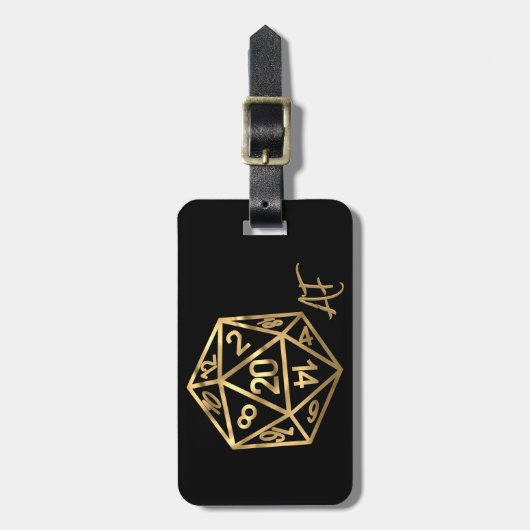 RPG Crit AF | Gold Fantasy Tabletop Gamer Dice Gepäckanhänger (Vorderseite vertikal)