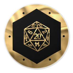 RPG Crit AF Gold Fantasy Tabletop Gamer Dice Keramikknauf
