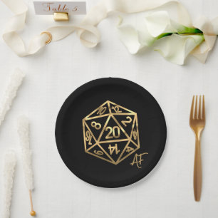 RPG Crit AF Gold Fantasy Tabletop Gamer Dice Pappteller