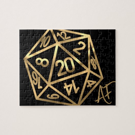 RPG Crit AF | Gold Fantasy Tabletop Gamer Dice Puzzle (Horizontal)