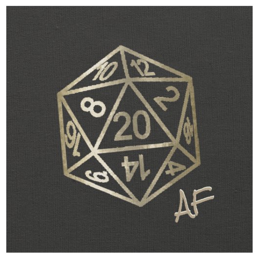 RPG Crit AF | Gold Fantasy Tabletop Gamer Dice Stoff (Nahaufnahme)