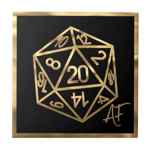 RPG Crit AF | Gold Fantasy Tabletop PnP Gamer Dice Fliese (Vorderseite)