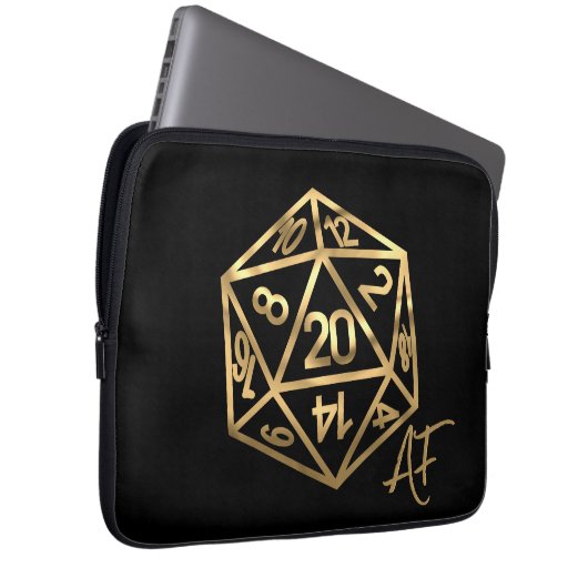 RPG Crit AF | Gold Fantasy Tabletop PnP Gamer Dice Laptopschutzhülle (Vorne Rechts)