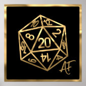 RPG Crit AF | Gold Fantasy Tabletop PnP Gamer Dice Poster (Vorne)