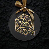 RPG Crit AF | Gold Retro Tabletop Role Player Dice Ornament