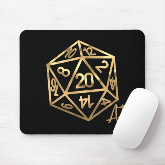 RPG Crit AF | Gold Retro Tabletop Roleplayer Dice Mousepad (Mit Mouse)
