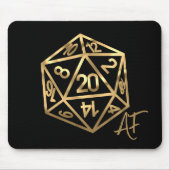 RPG Crit AF | Gold Retro Tabletop Roleplayer Dice Mousepad (Vorne)