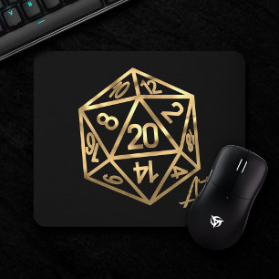 RPG Crit AF Gold Retro Tabletop Roleplayer Dice Mousepad