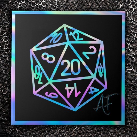 RPG Crit AF | Holo Fantasy Tabletop PnP Gamer Dice Fliese