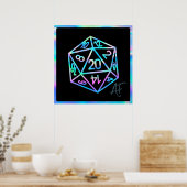 RPG Crit AF | Holo Fantasy Tabletop PnP Gamer Dice Poster (Küche)