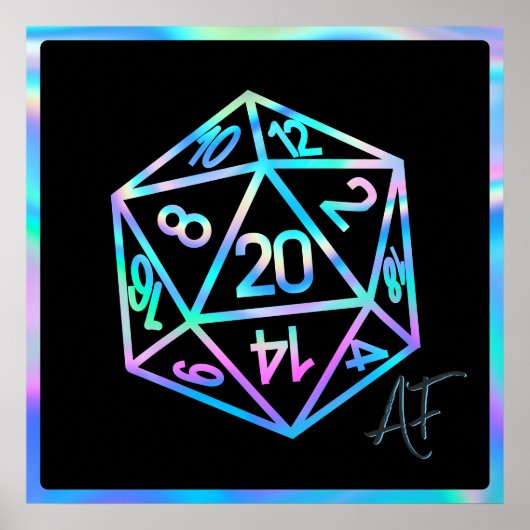 RPG Crit AF | Holo Fantasy Tabletop PnP Gamer Dice Poster (Vorne)