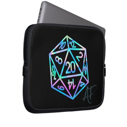 RPG Crit AF | Holo Retro PnP Tabletop Gamer Dice Laptopschutzhülle (Vorne Rechts)