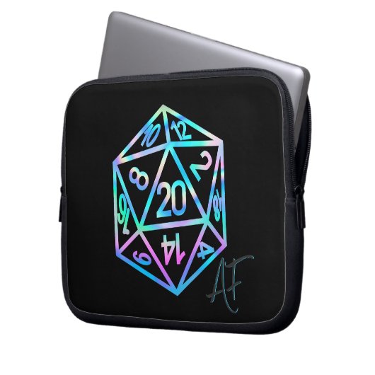 RPG Crit AF | Holo Retro PnP Tabletop Gamer Dice Laptopschutzhülle (Vorderseite Links)