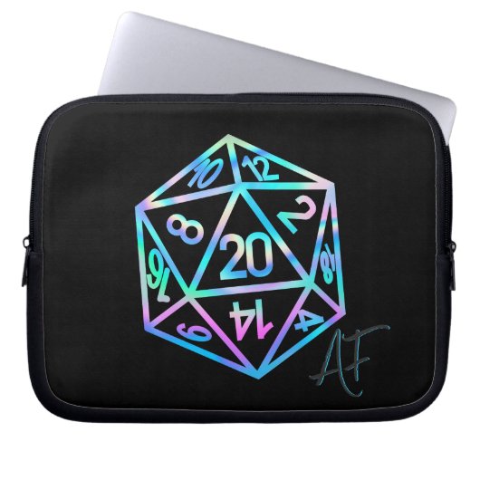 RPG Crit AF | Holo Retro PnP Tabletop Gamer Dice Laptopschutzhülle (Vorderseite)