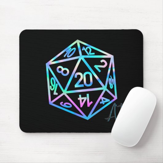 RPG Crit AF | Holo Retro PnP Tabletop Gamer Dice Mousepad (Mit Mouse)