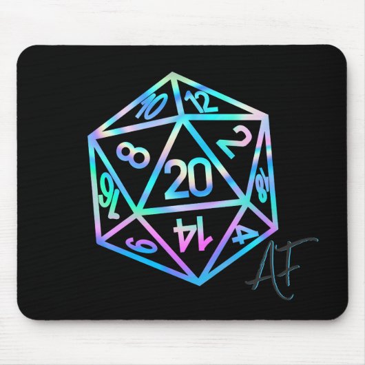 RPG Crit AF | Holo Retro PnP Tabletop Gamer Dice Mousepad (Vorne)