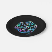 RPG Crit AF | Holo Retro PnP Tabletop Gamer Dice Pappteller (Schrägansicht)