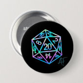 RPG Crit AF | Holo Retro Tabletop Roleplayer Dice Button (Vorne & Hinten)