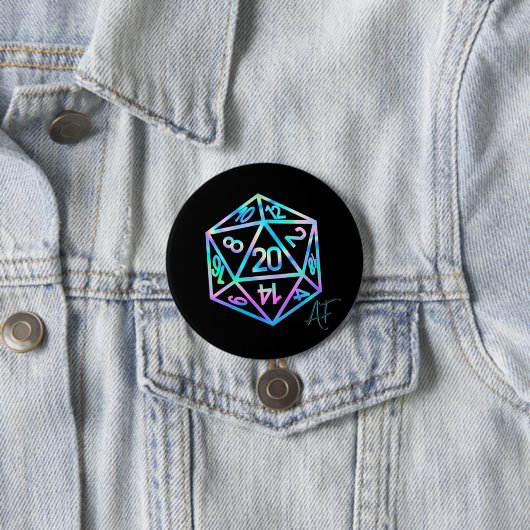 RPG Crit AF | Holo Retro Tabletop Roleplayer Dice Button (Beispiel)