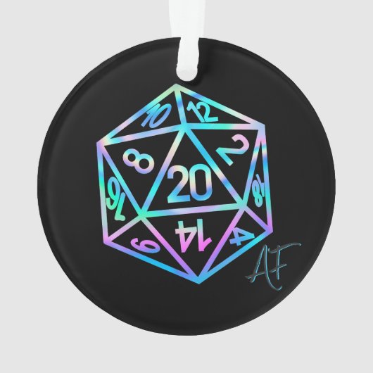 RPG Crit AF | Holo Retro Tabletop Roleplayer Dice Ornament (Rückseite)