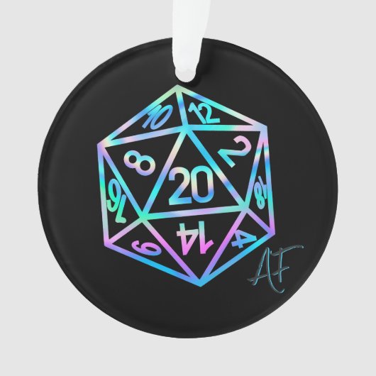 RPG Crit AF | Holo Retro Tabletop Roleplayer Dice Ornament (Vorderseite)