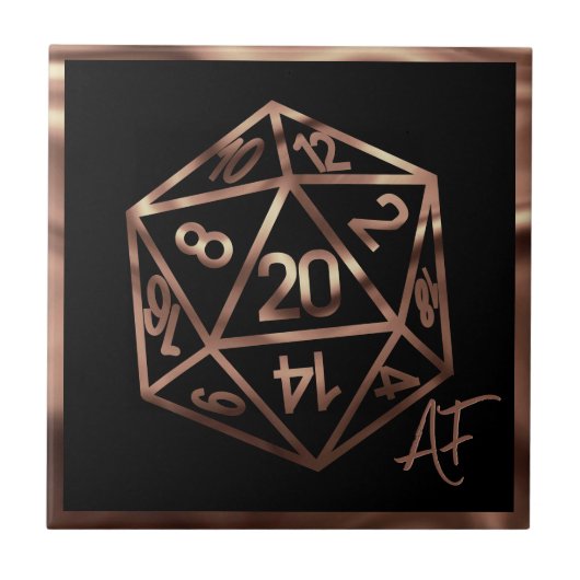 RPG Crit AF | Kupfer Fantasy Tabletop Gamer Dice Fliese (Vorderseite)