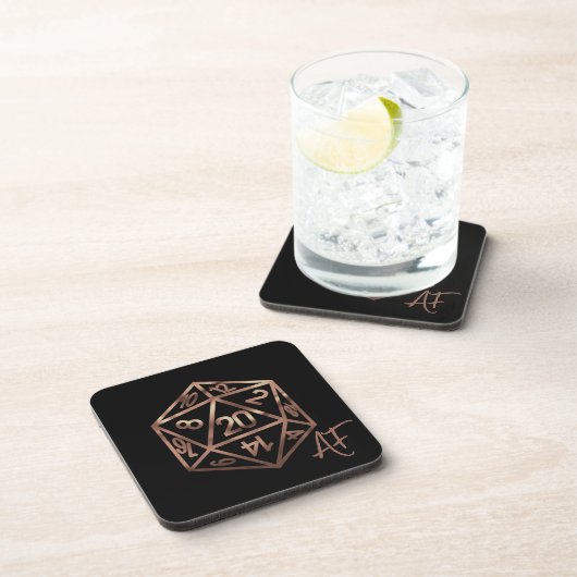 RPG Crit AF | Kupfer Fantasy Tabletop Gamer Dice Getränkeuntersetzer (Rechte Seite)