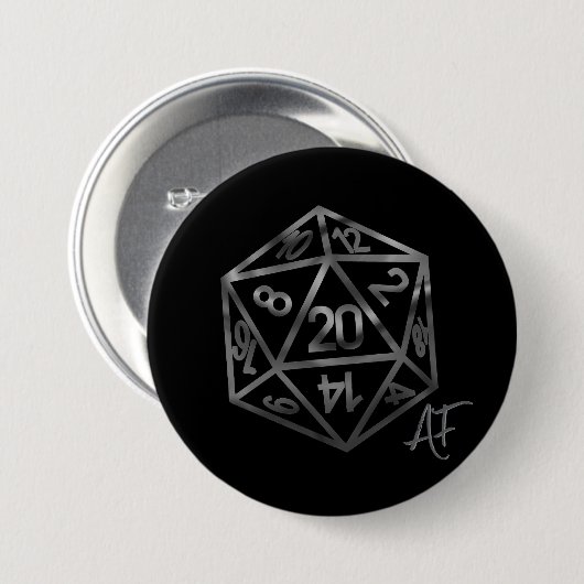RPG Crit AF | Old School Tabletop Roleplayer Dice Button (Vorne & Hinten)
