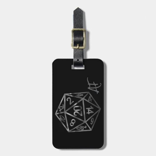 RPG Crit AF | Silver Fantasy Tabletop Gamer Dice Gepäckanhänger (Vorderseite vertikal)