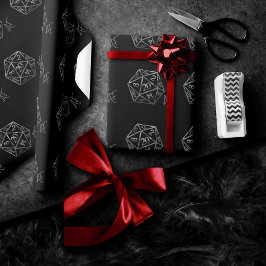 RPG Crit AF | Silver Fantasy Tabletop Gamer Dice Geschenkpapier
