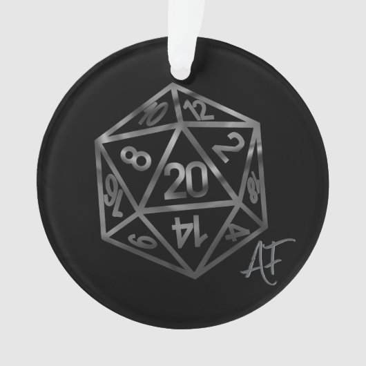 RPG Crit AF | Silver Fantasy Tabletop Gamer Dice Ornament (Vorderseite)