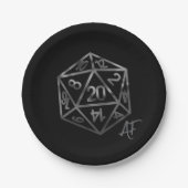 RPG Crit AF | Silver Fantasy Tabletop Gamer Dice Pappteller (Vorderseite)