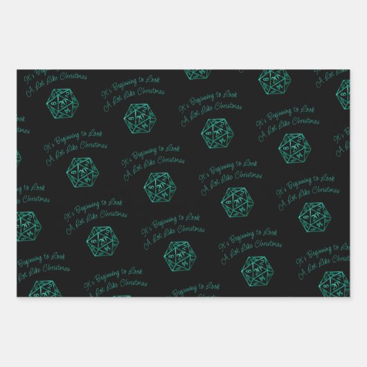 RPG Critmas | Apple Green Tabletop PnP Gamer Dice Geschenkpapier Set (Vorderseite)