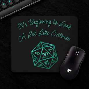 RPG Critmas   Aquamarin grüne Tabletop Retro Gamer Mousepad